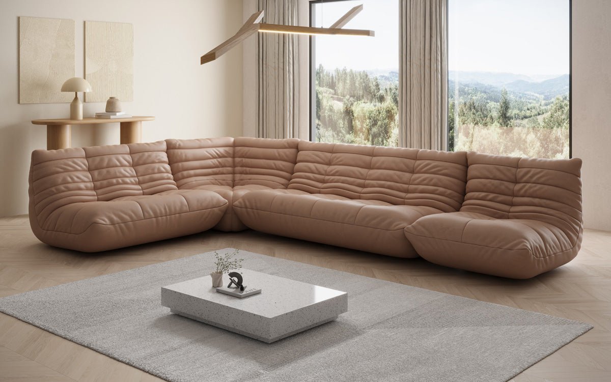 Designer Sofa Wunnlandschaft Calmo a Echtläder