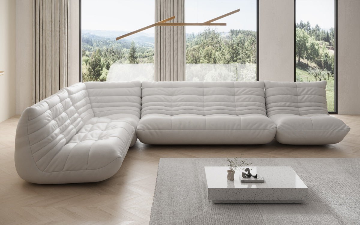 Designer Sofa Wunnlandschaft Calmo a Echtläder