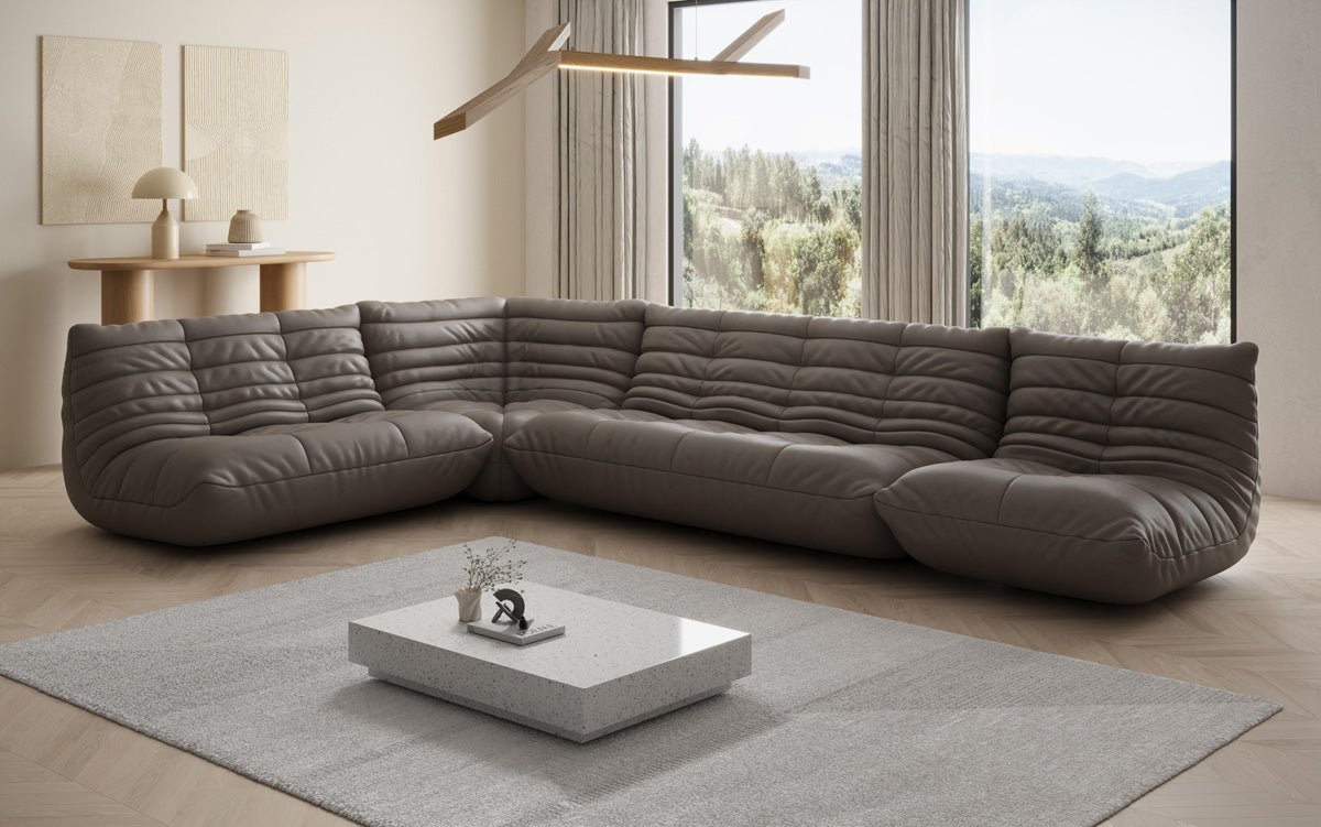 Designer Sofa Wunnlandschaft Calmo a Echtläder