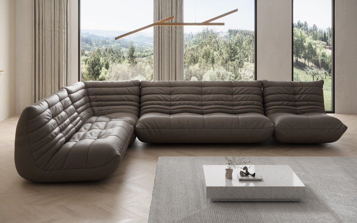 Designer Sofa Wunnlandschaft Calmo a Echtläder