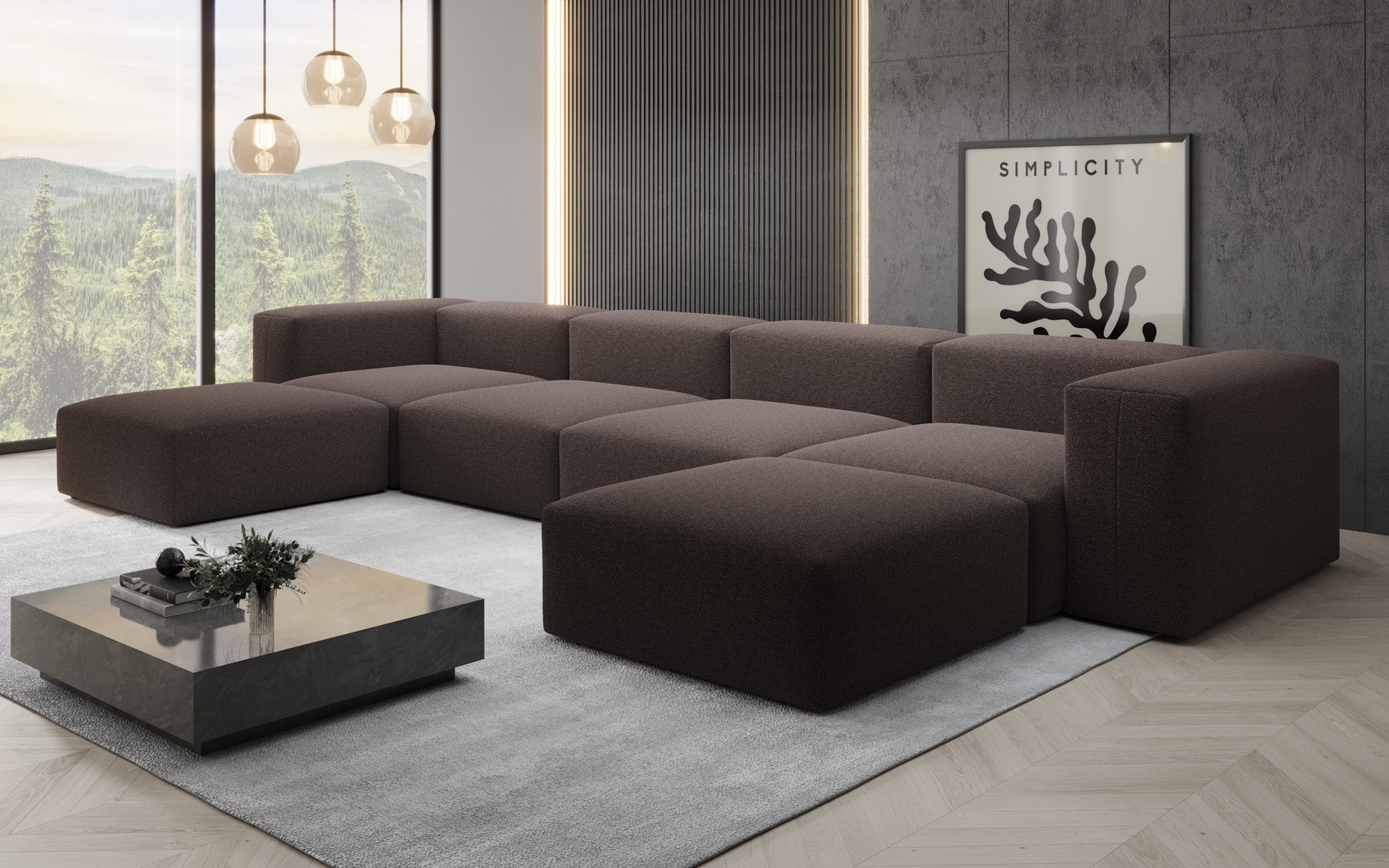 Designer U Sofa Snug am Bouclé