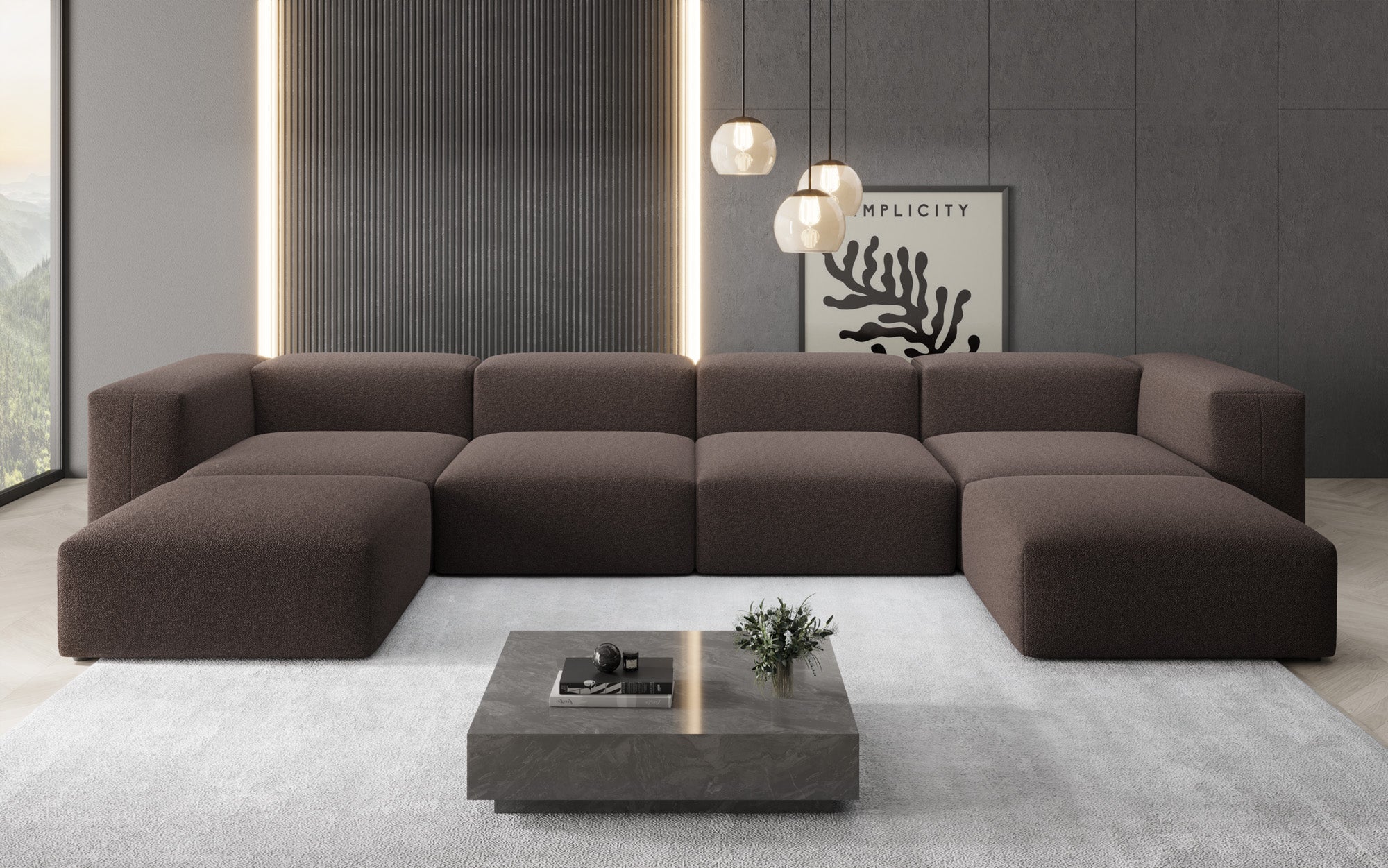 Designer U Sofa Snug am Bouclé