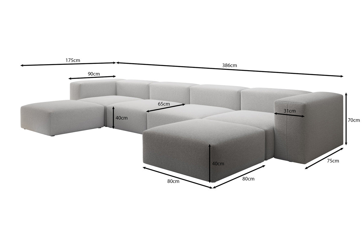 Designer U Sofa Snug am Bouclé