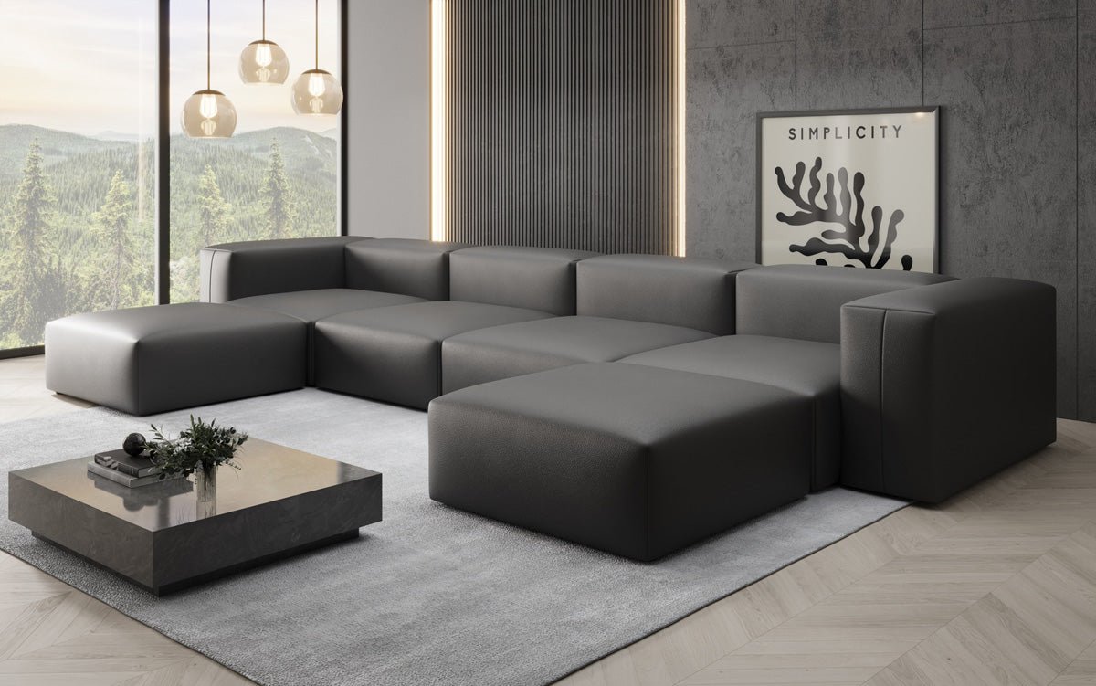 Designer U Sofa Snug am Echtleder