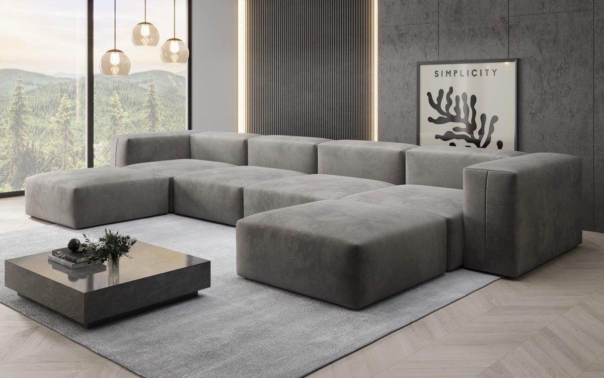 Designer U Sofa Snug aus Samt