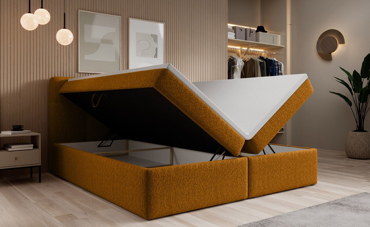 Boxspringbett Cozy II Bouclé mat Stauraum