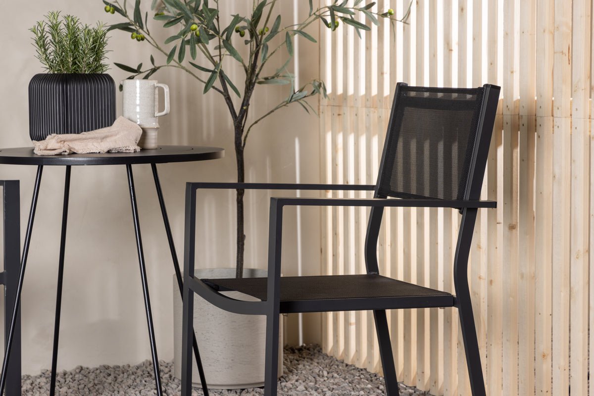 Garten Cafegruppe Marvin – 3-teiliges Gartenmöbel-Set in der Farbe Schwarz