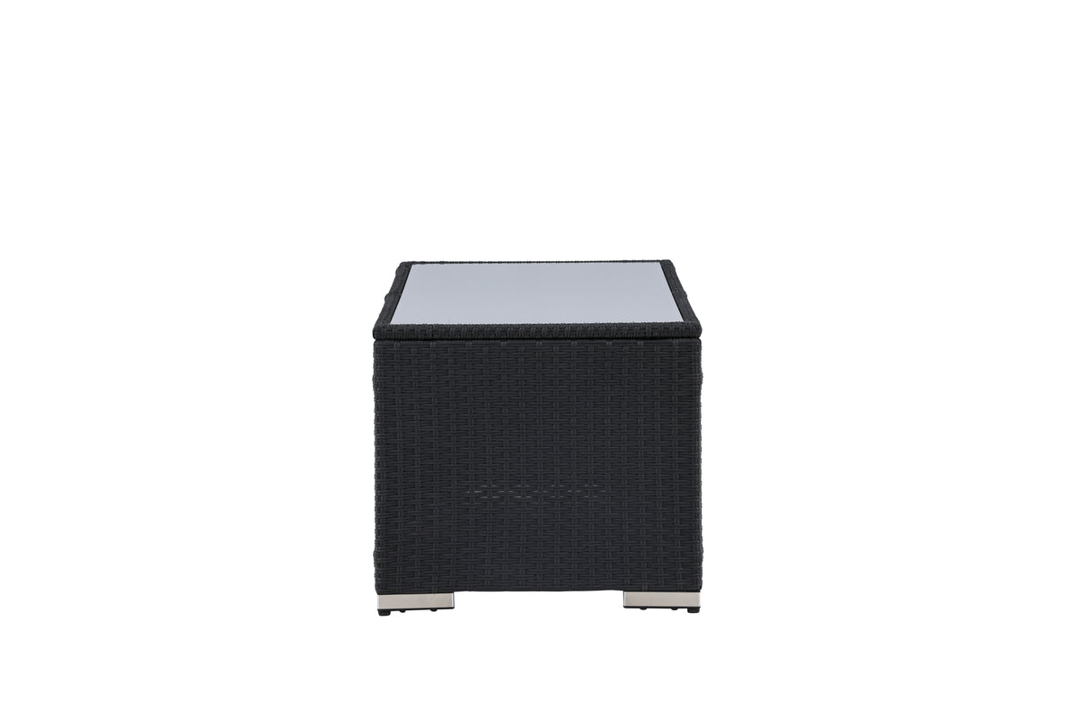 Garten Couchtisch Lena - Aus Rattan und Glas in Schwarz