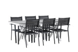 Garten Essgruppe Amaro – 7-teiliges Gartenmöbel-Set in Schwarz Weiß