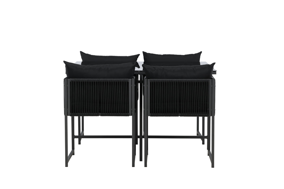 Garten Essgruppe Auren – 5-teiliges Gartenmöbel-Set aus Stahl und Glas