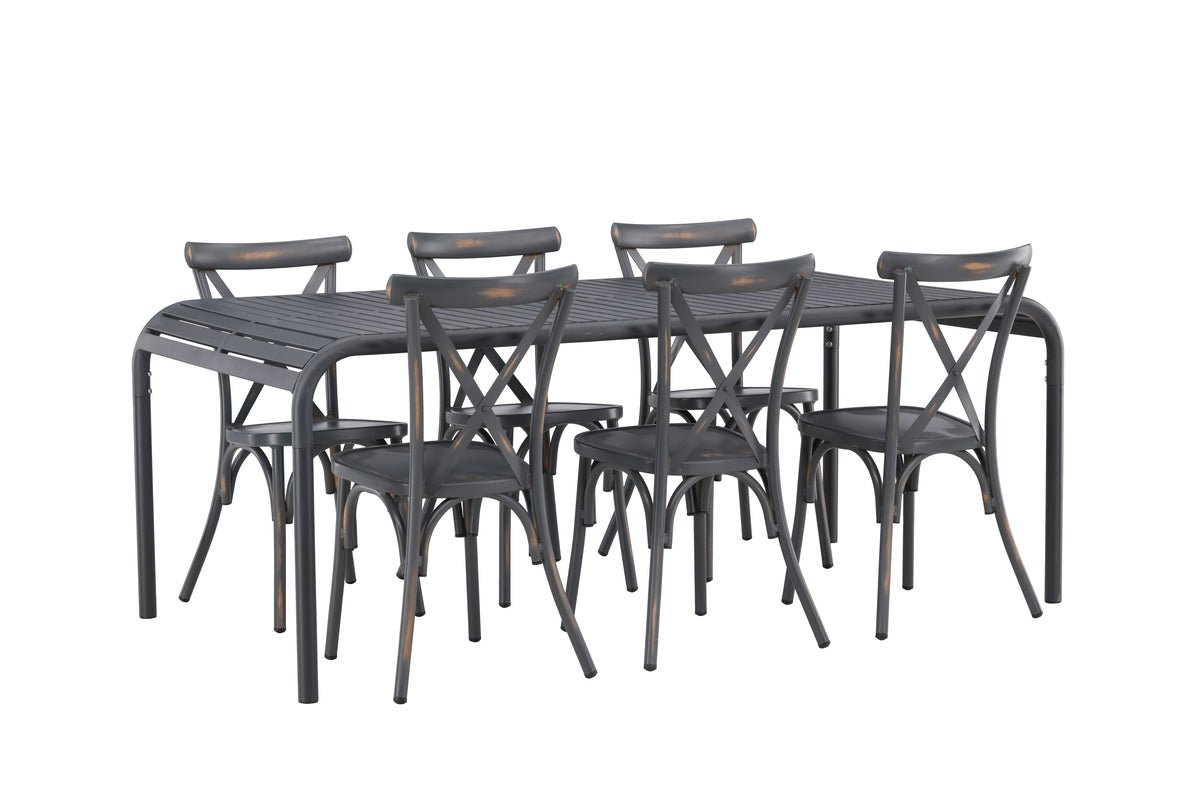 Garten Essgruppe Canggu – 7-teiliges Gartenmöbel-Set aus Aluminium