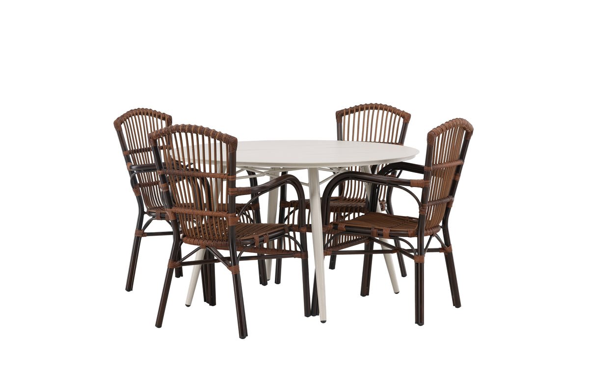 Garten Essgruppe Jorina – 5-teiliges Set in Rattanoptik