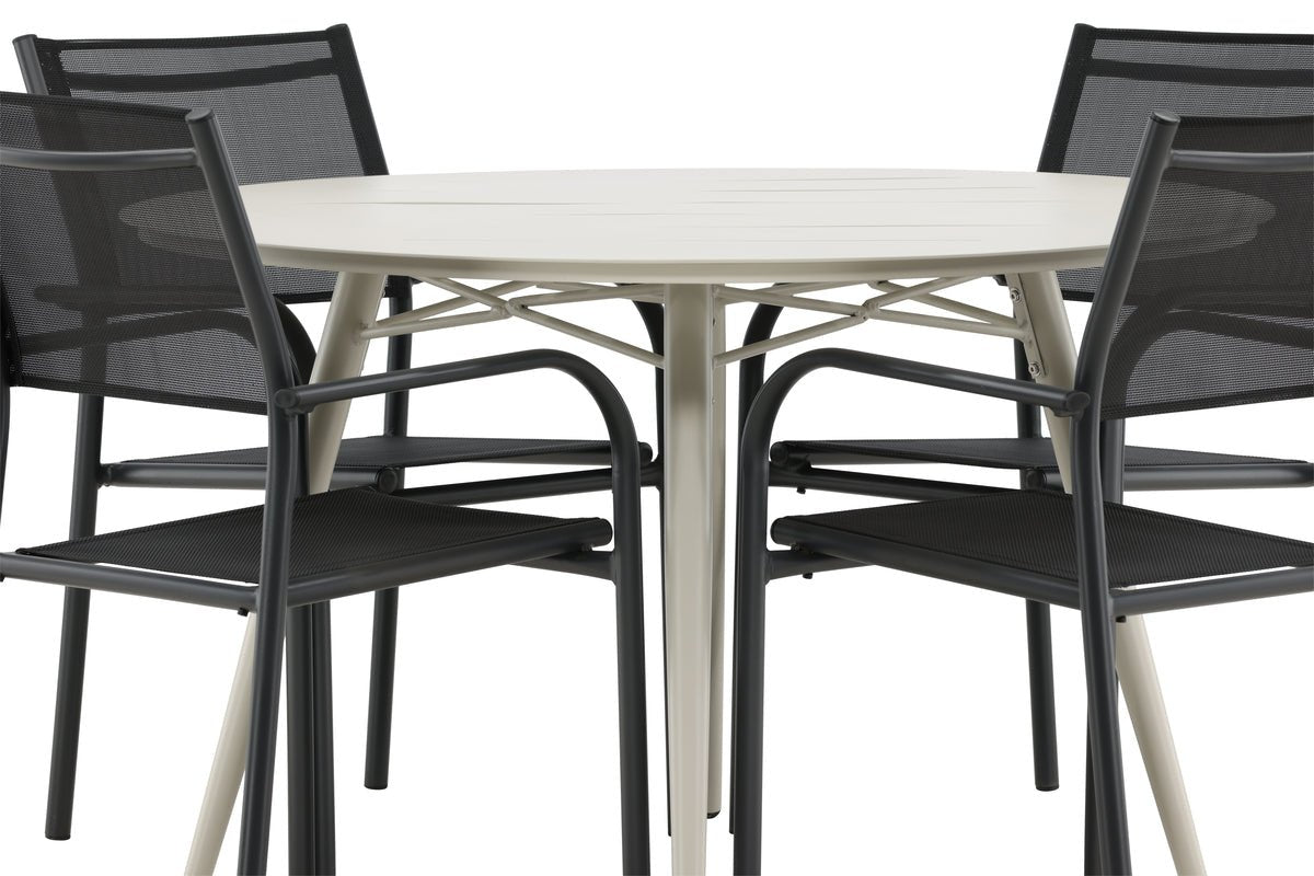 Garten Essgruppe Novira – 5-teiliges Set in Beige/Schwarz