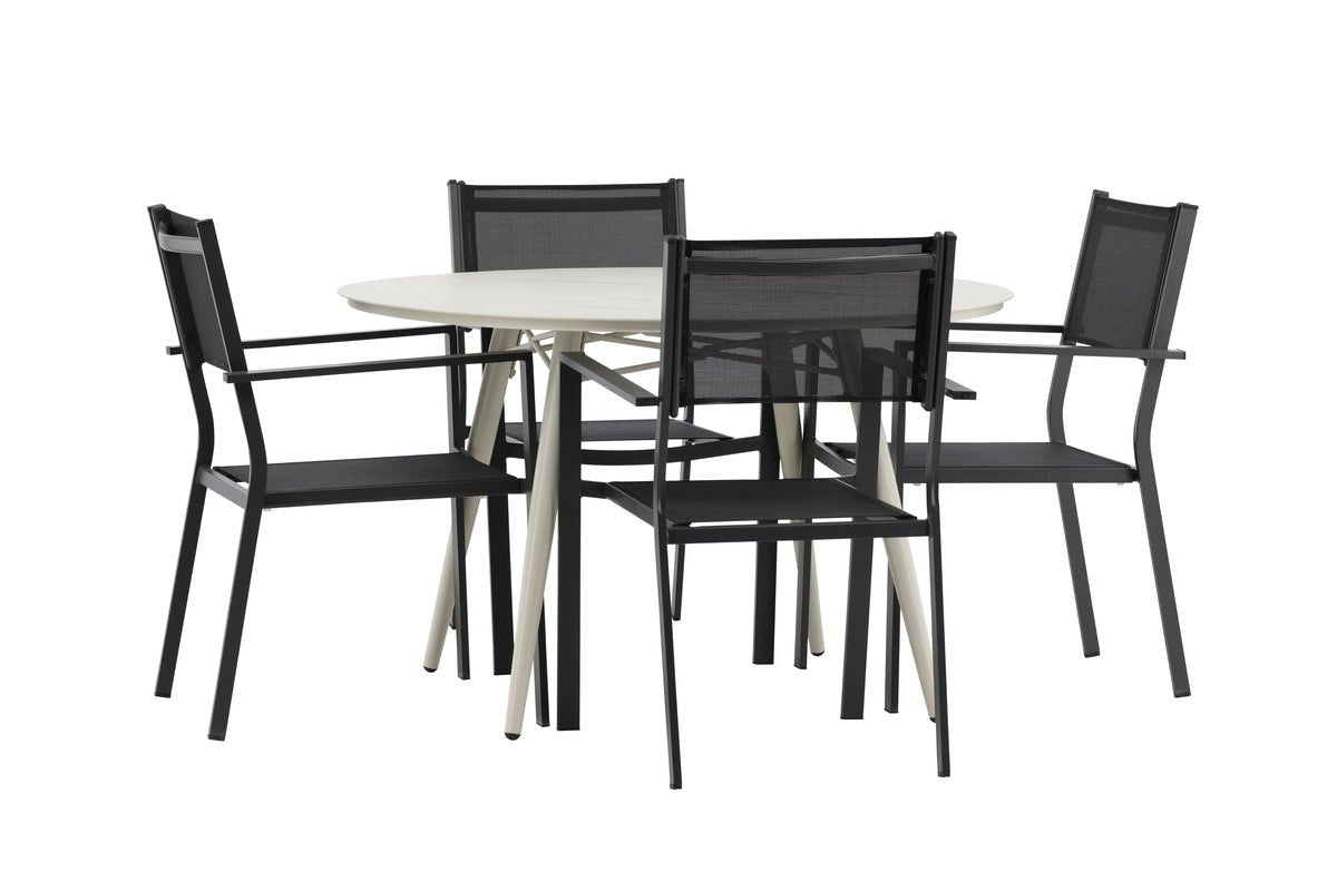 Garten Essgruppe Orlena – 5-teiliges Set in Beige/Schwarz