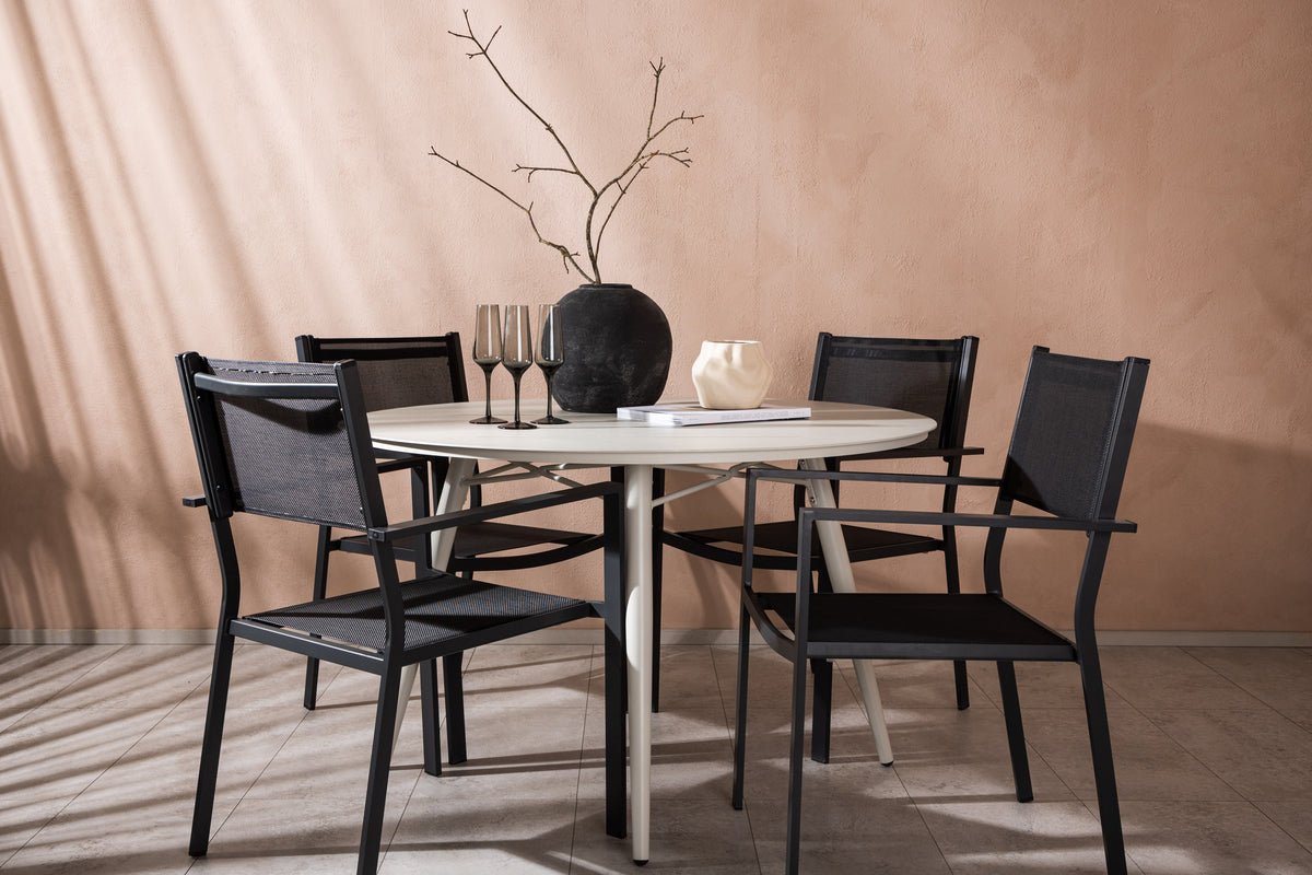 Garten Essgruppe Orlena – 5-teiliges Set in Beige/Schwarz