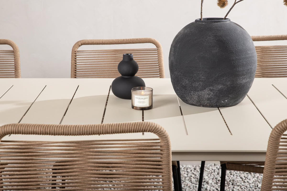 Garten Essgruppe Teneriffa– 7-teiliges Gartenmöbel-Set Beige/Braun