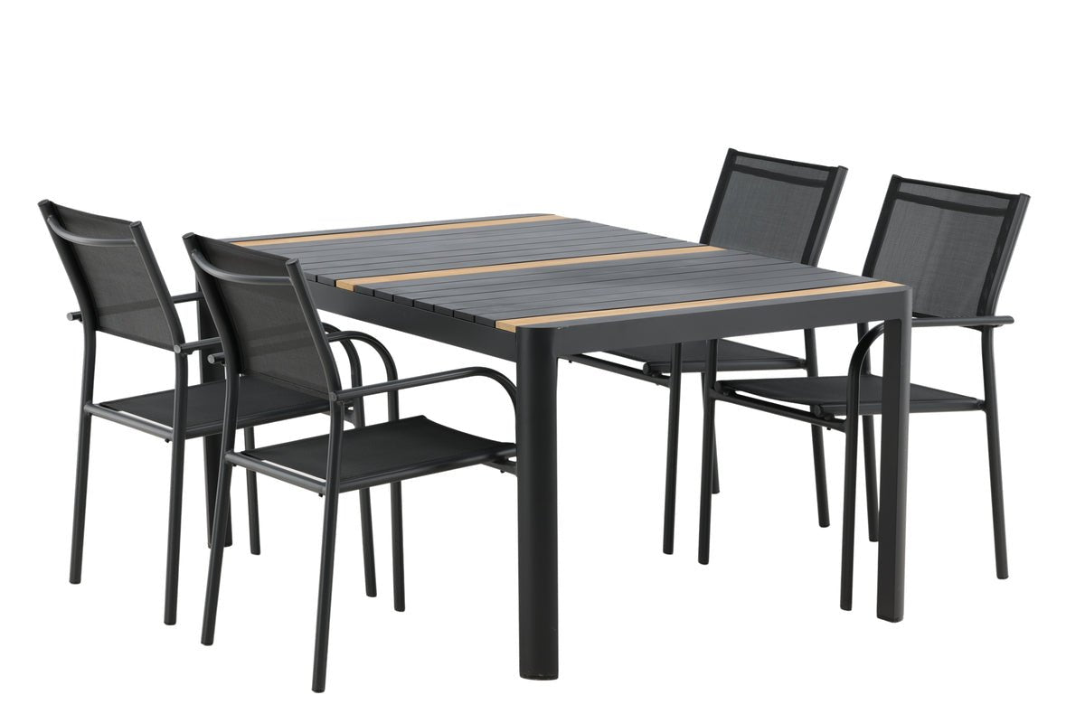 Garten Essgruppe Wylera – 5-teiliges Gartenmöbel-Set in Schwarz