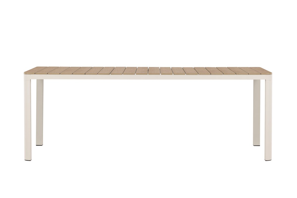 Garten Esstisch Ätna - 210x90 cm in Beige mit einer Tischplatte aus Aintwood