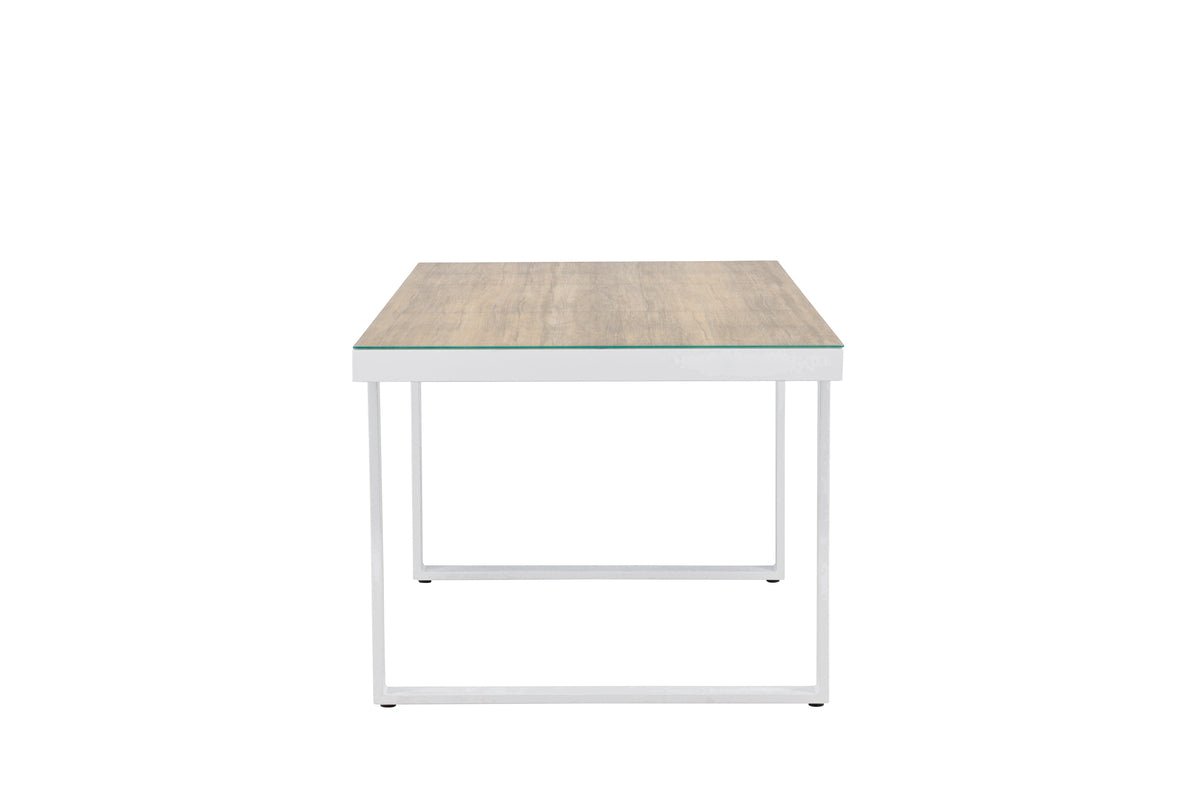 Garten Esstisch Fjord - 200x90 cm aus Aluminium und Glas in Weiß