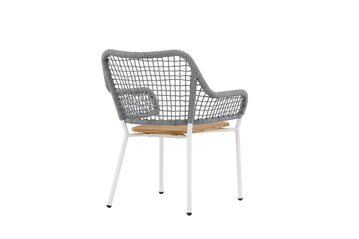 Garten- Loungesessel Amore - In Grau mit einer Sitzfläche aus Teakholz