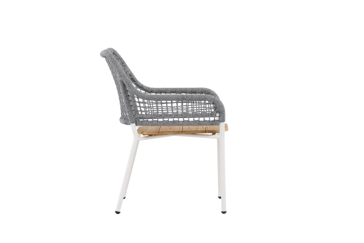 Garten- Loungesessel Amore - In Grau mit einer Sitzfläche aus Teakholz