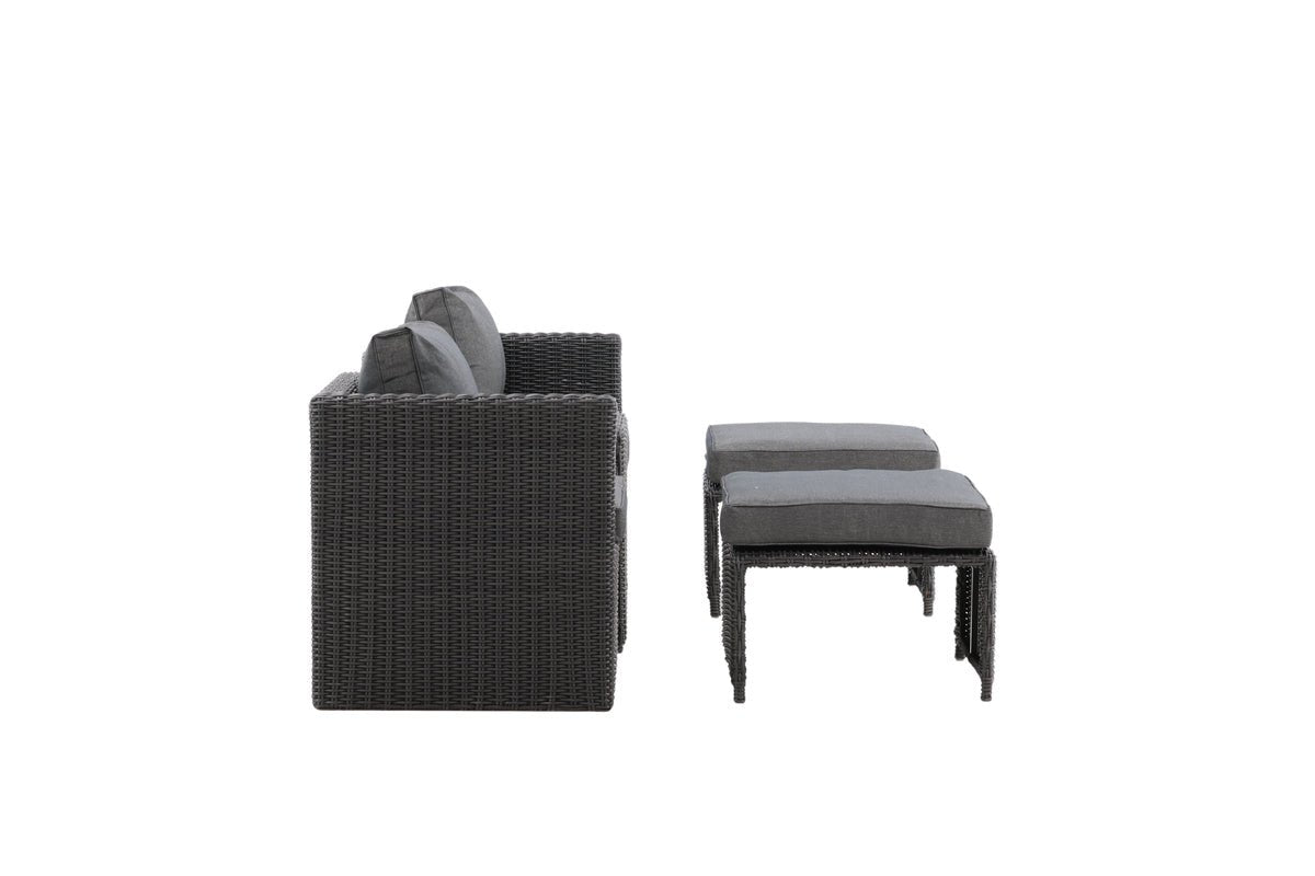 Garten Loungeset Dakar - aus schwarzem Kunstfaser-Rattan