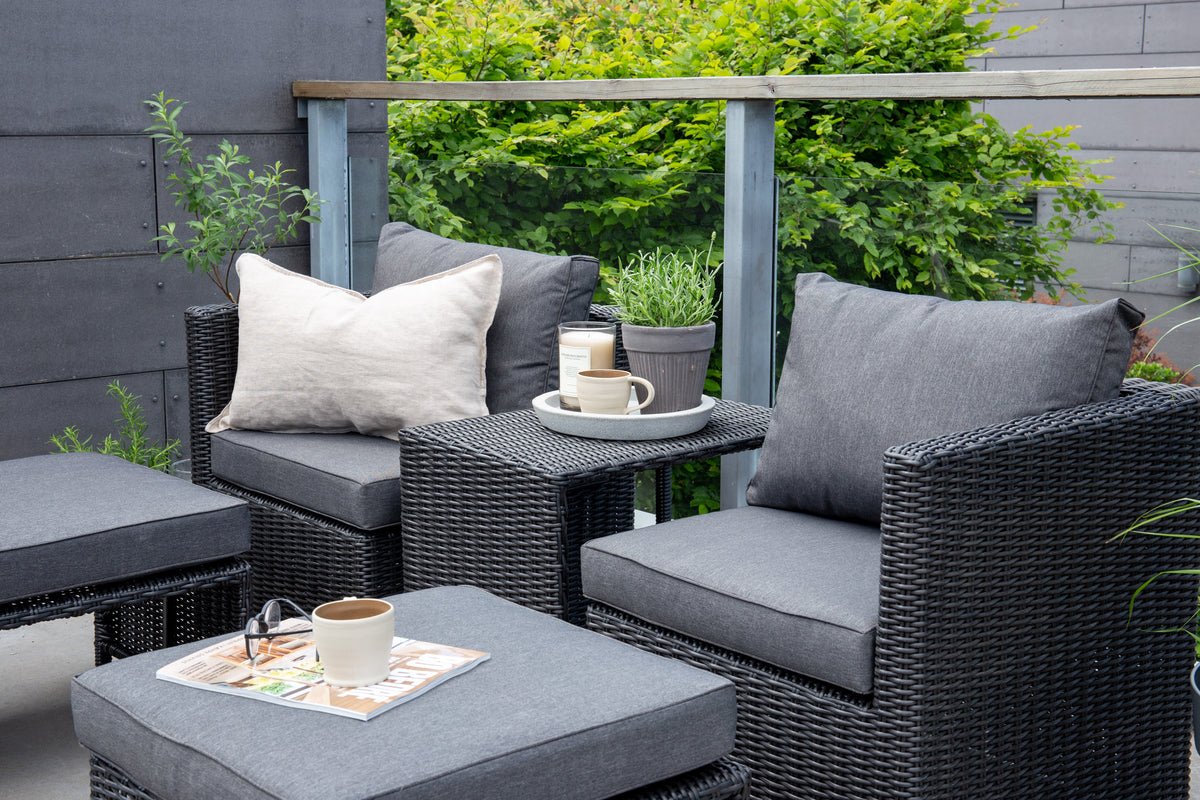 Garten Loungeset Dakar - aus schwarzem Kunstfaser-Rattan