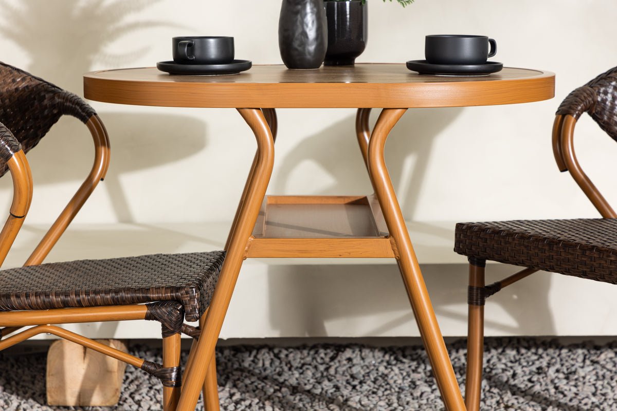 Garten Loungeset Elyon – 3-teiliges Set mit 2 Stühlen & Tisch in Braun