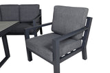 Garten Loungeset Kreta – 4-teiliges Set mit Tisch & dunkelgrauen Kissen