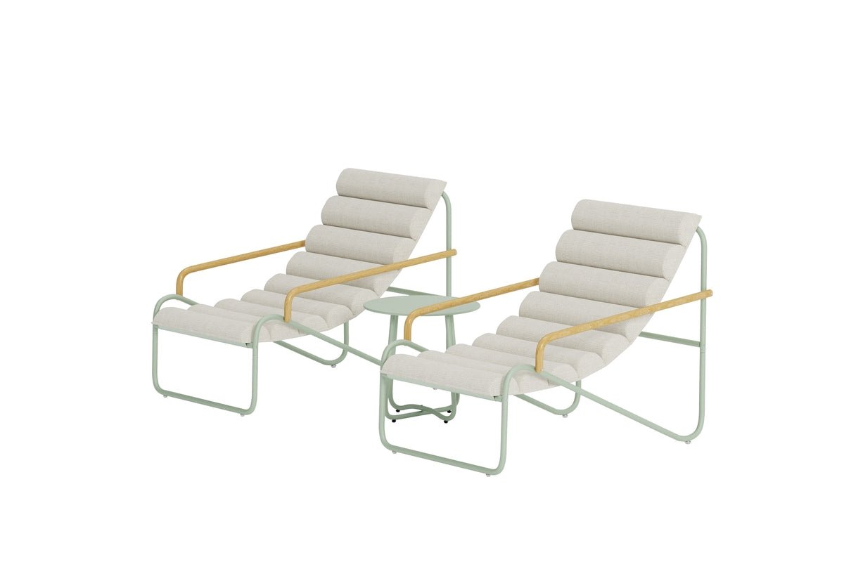 Garten Loungeset Levara – 3-teiliges Set mit rundem Tisch und Stühlen aus Stahl