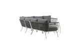 Garten Loungeset Lexy - aus weißem Stahl mit grauen Kissen