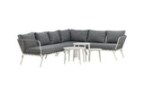 Garten Loungeset Lexy - aus weißem Stahl mit grauen Kissen