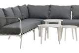 Garten Loungeset Lexy - aus weißem Stahl mit grauen Kissen