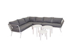 Garten Loungeset Lexy - aus weißem Stahl mit grauen Kissen