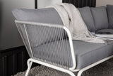 Garten Loungeset Lexy - aus weißem Stahl mit grauen Kissen