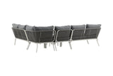 Garten Loungeset Lexy - aus weißem Stahl mit grauen Kissen