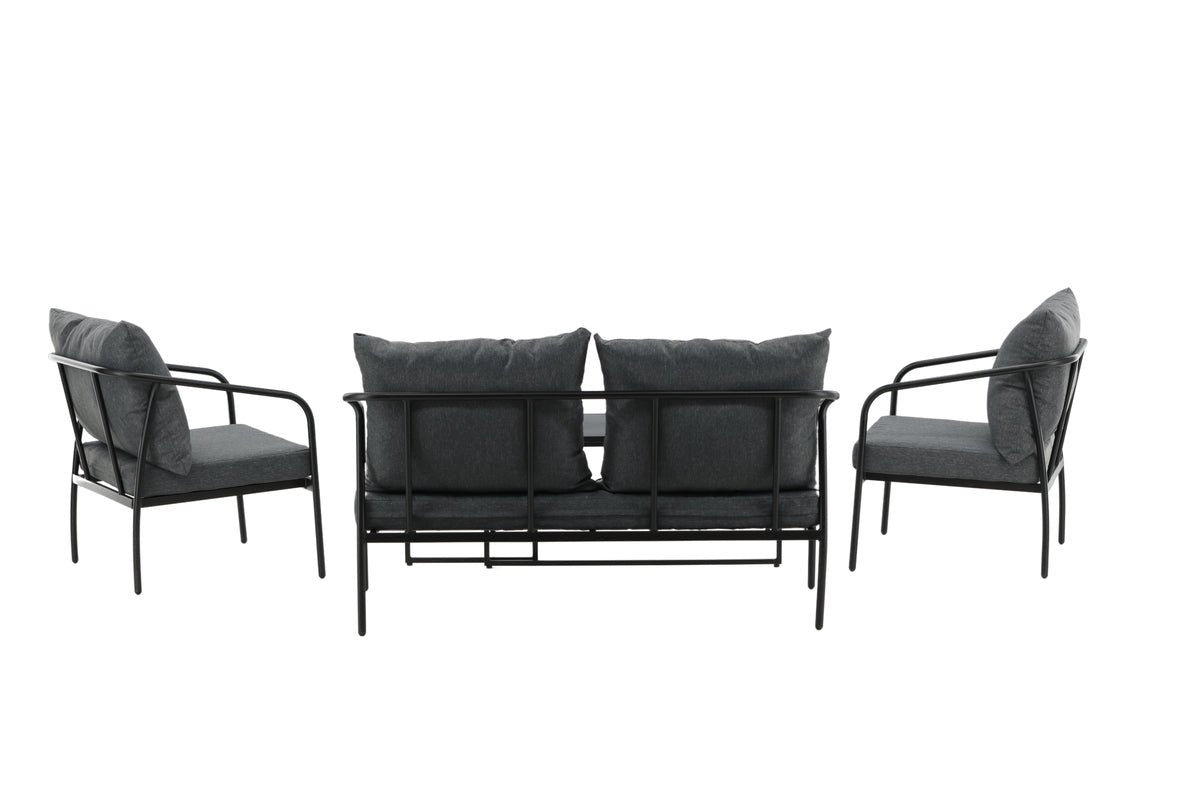 Garten Loungeset Living - aus schwarzem Stahlgestell