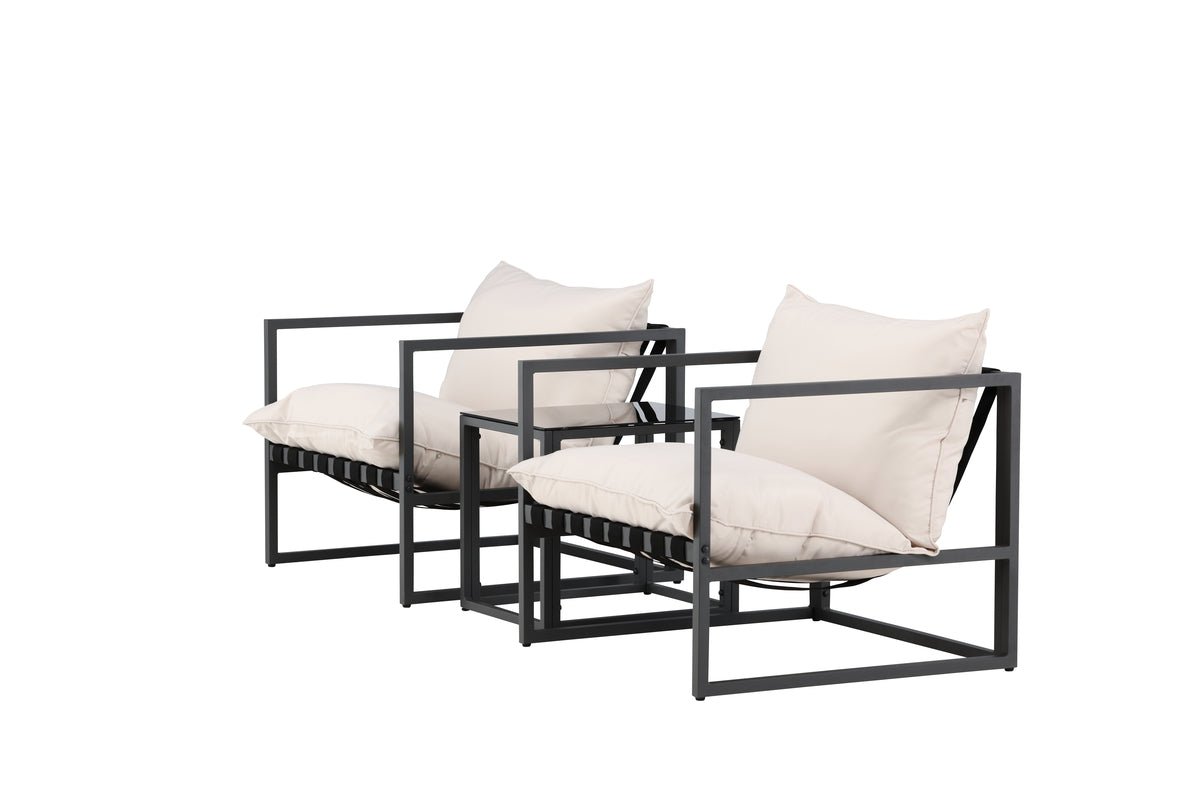 Garten Loungeset Naomi – mit Glastisch & wetterfesten Kissen