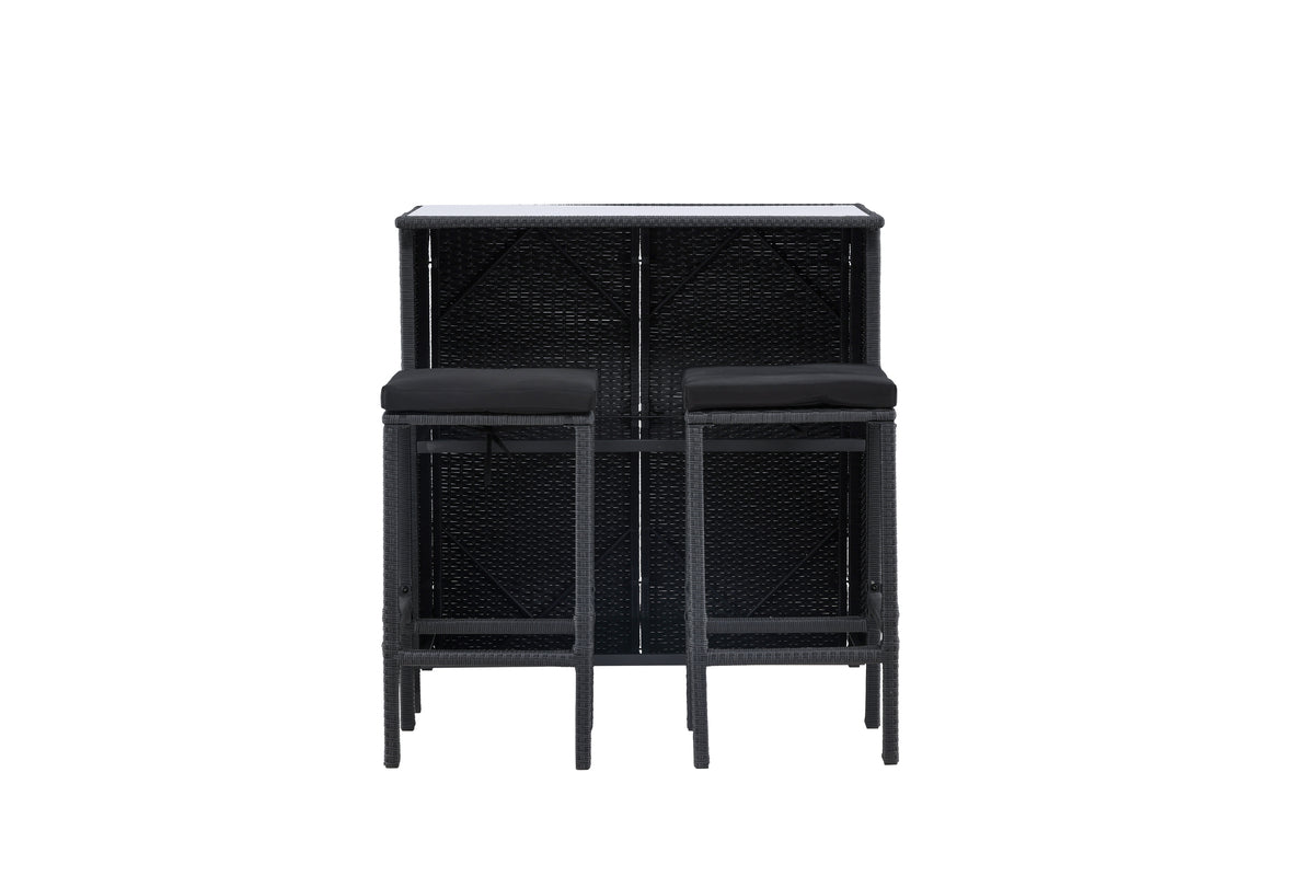 Garten Loungeset Talio – 3-teiliges Set aus synth. Rattan in Schwarz