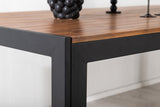 Gartentisch Uzuri - Rechteckiger Esstisch aus Akazienholz und schwarzem Metallgestell