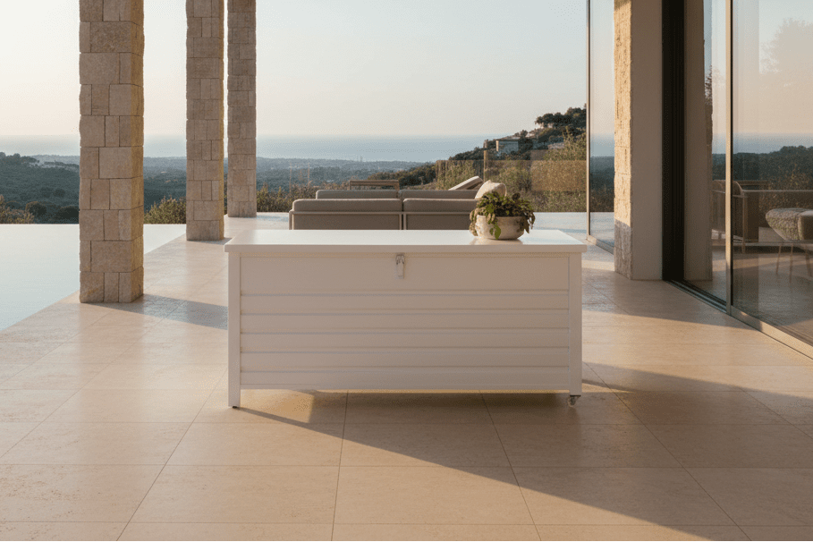 Gaart Këssenbox Erika - Aus wäissem Aluminium