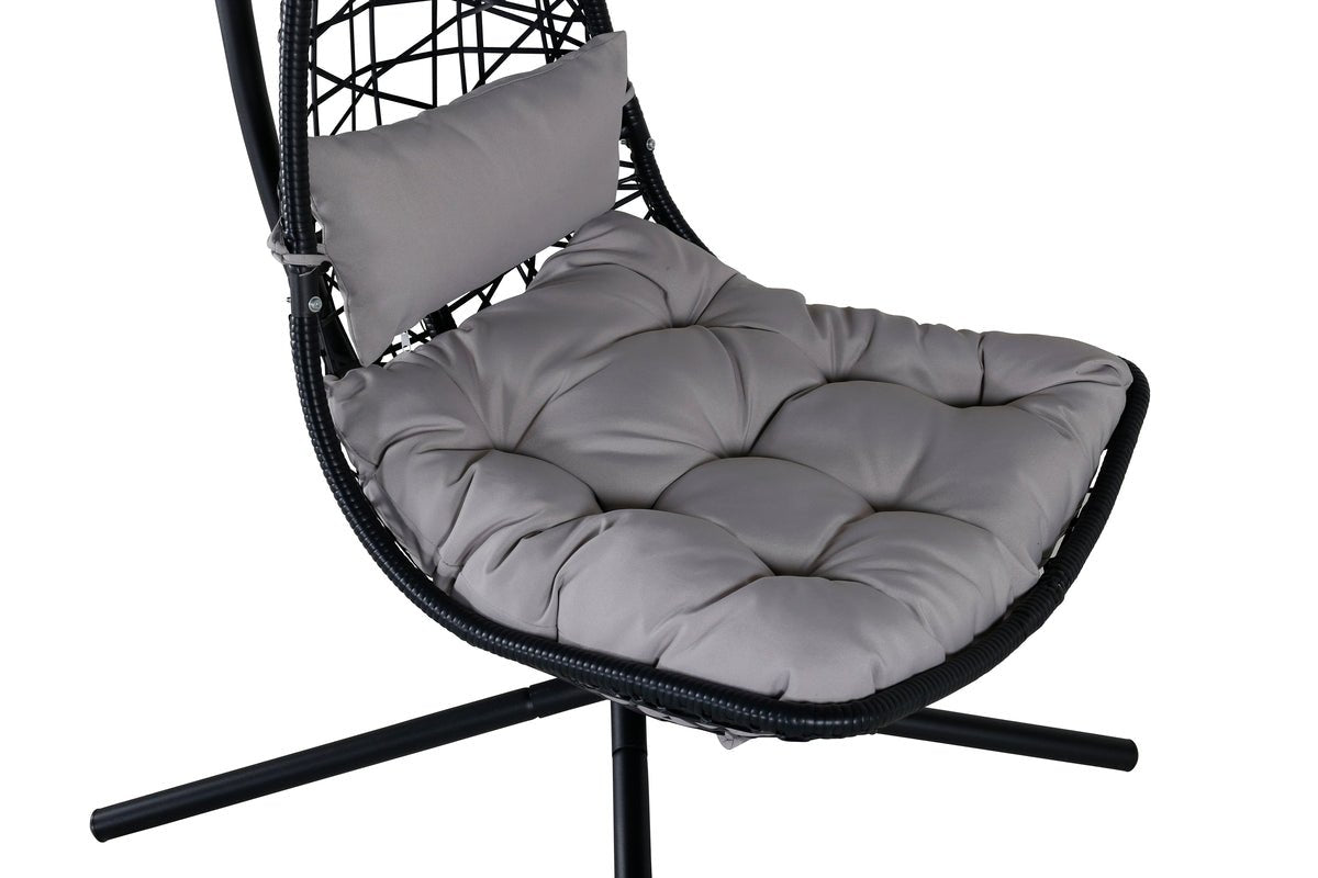 Hängesessel Brittany - aus Rattan/Metall in Schwarz, Grau