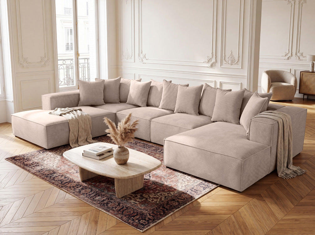 Designer-Sofa Largo U XXL aus Cord