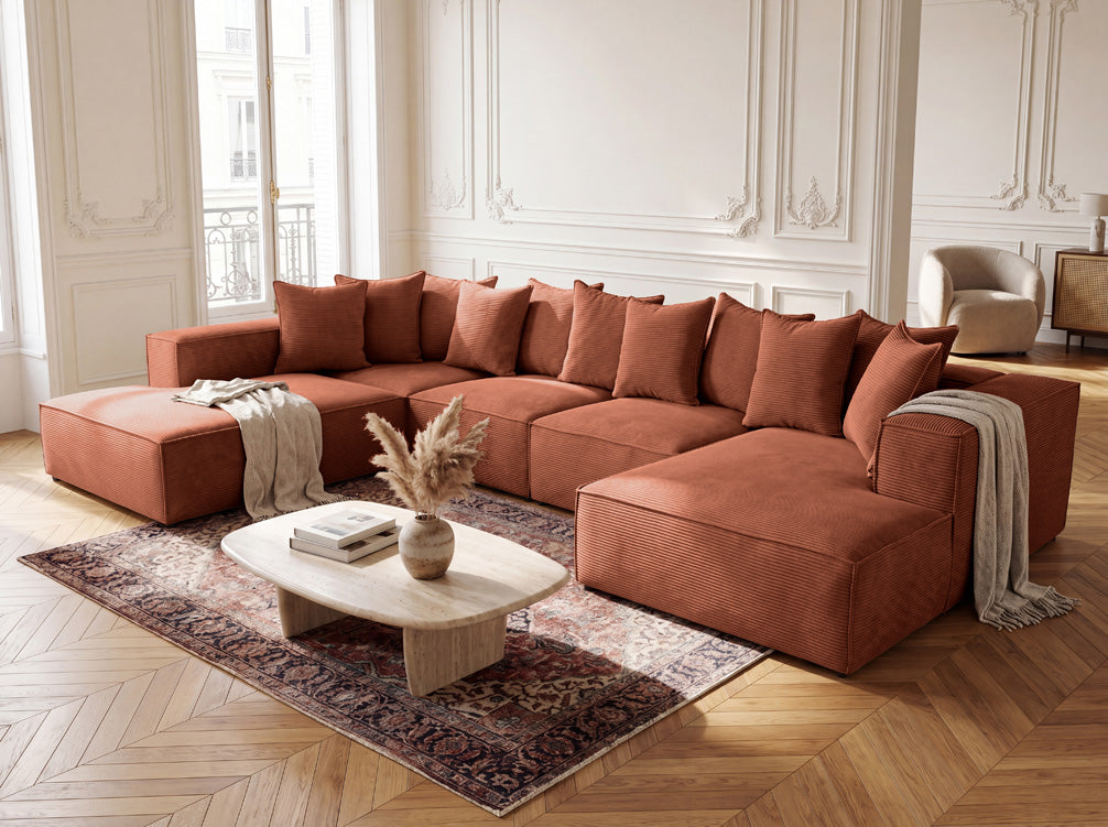 Designer-Sofa Largo U XXL aus Cord