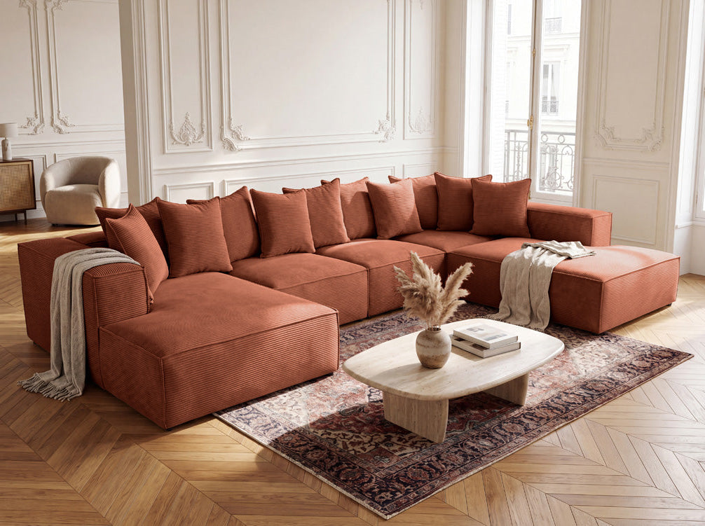 Designer-Sofa Largo U XXL aus Cord