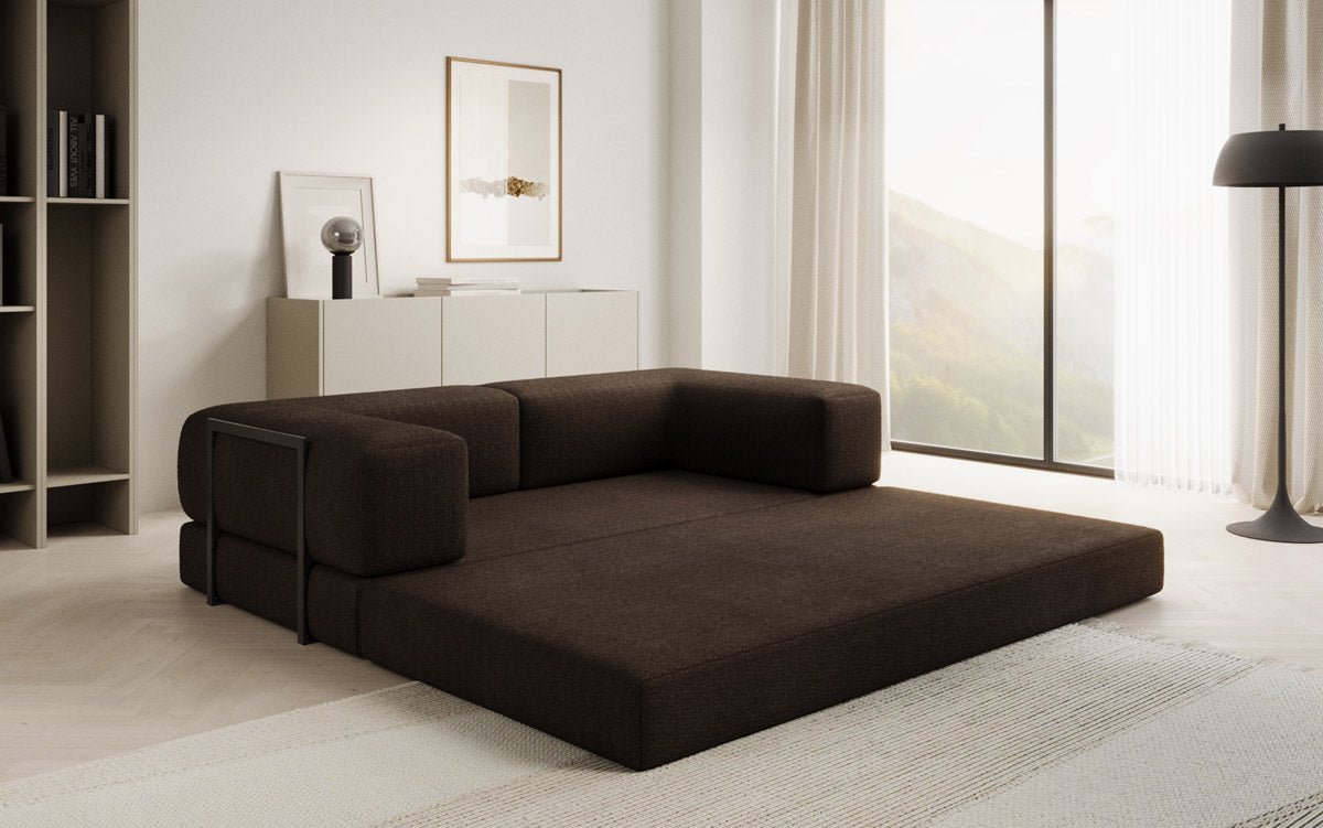 Lazy Spar-Set: 3-Sitzer + Hocker in Bouclé