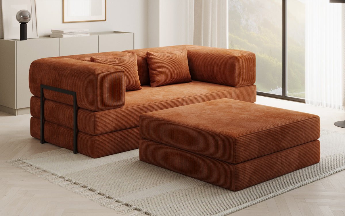 Lazy Spar-Set: 3-Sitzer + Hocker in Cord