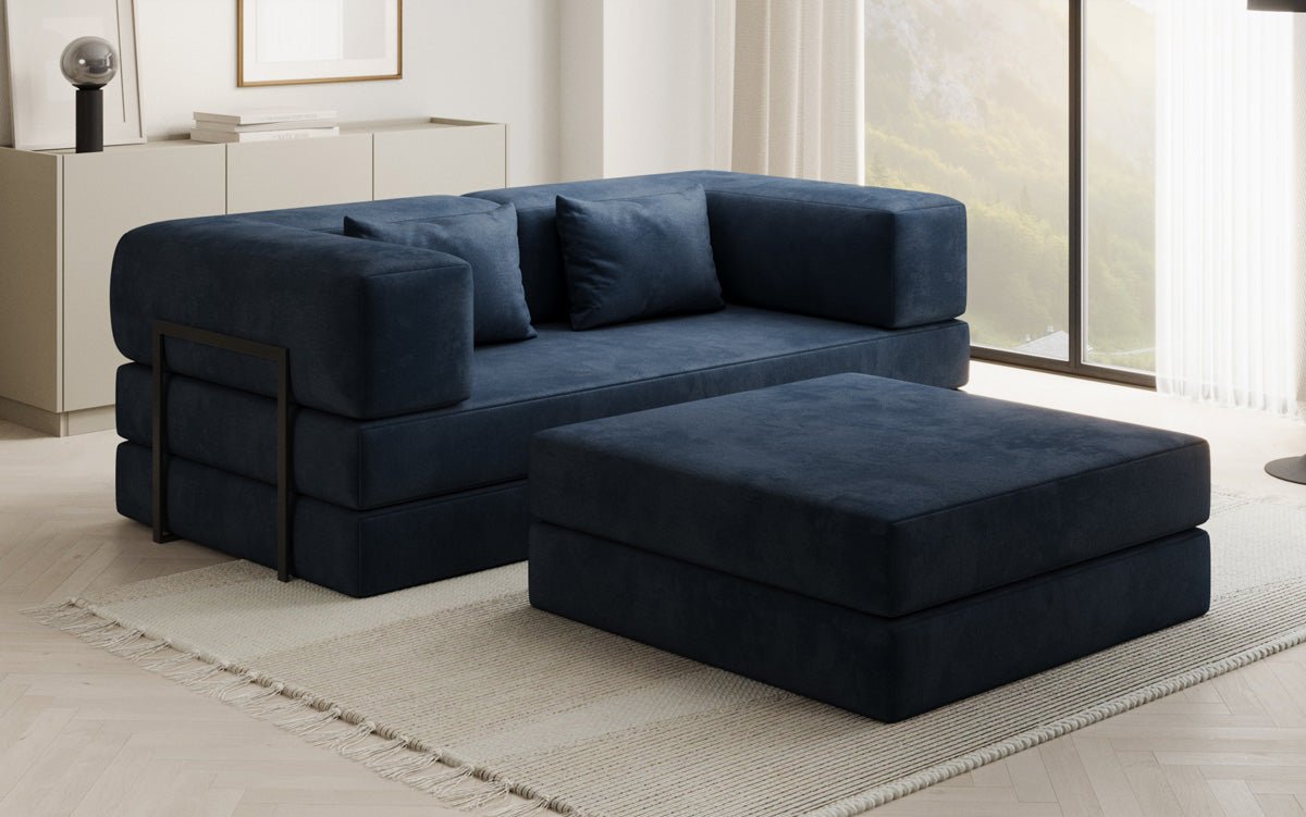 Lazy Spar-Set: 3-Sitzer + Hocker in Samt
