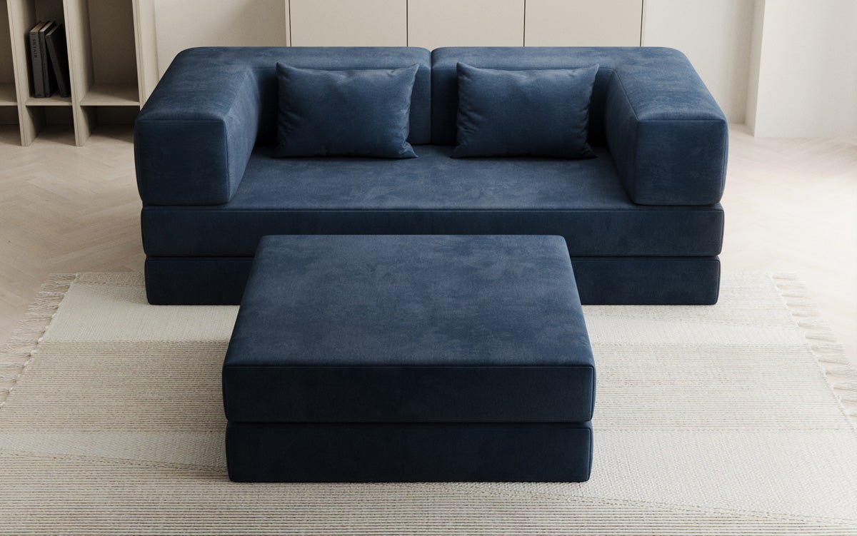 Lazy Spar-Set: 3-Sitzer + Hocker in Samt
