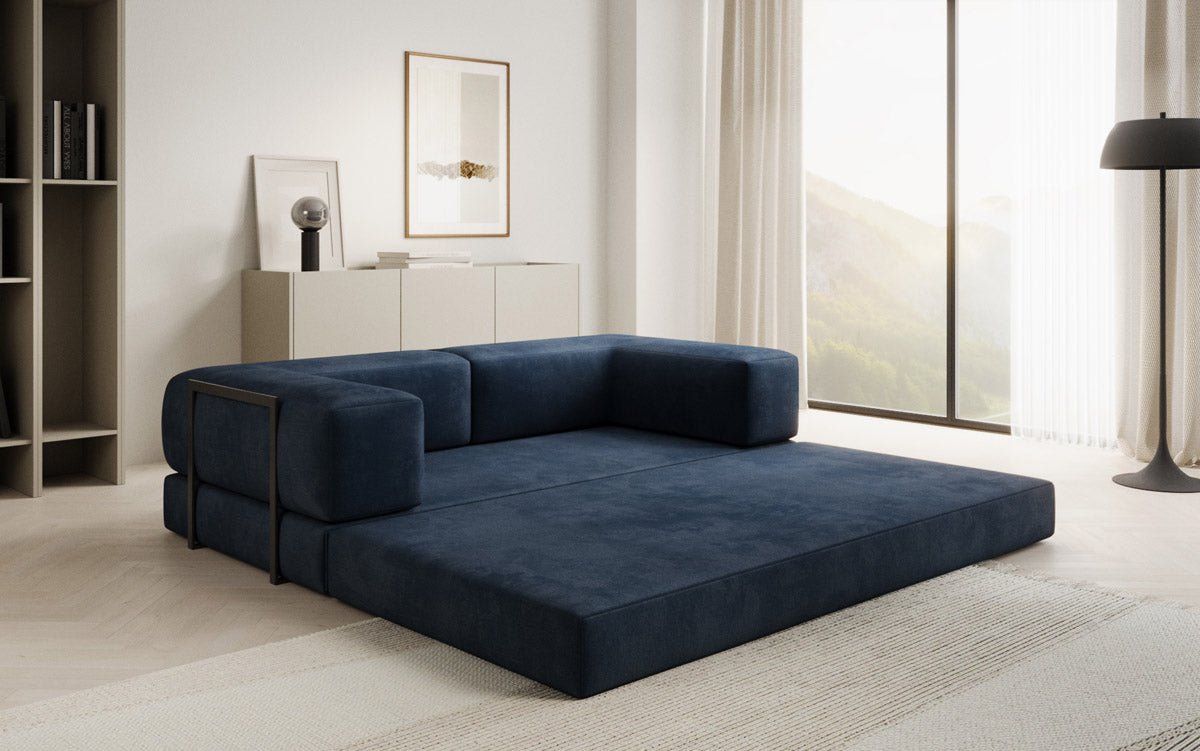 Lazy Spar-Set: 3-Sitzer + Hocker in Samt
